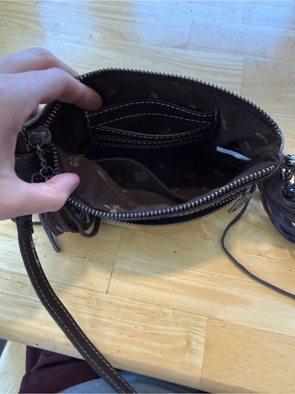 Montana West Brown Haircalf Fringe Crossbody Bag